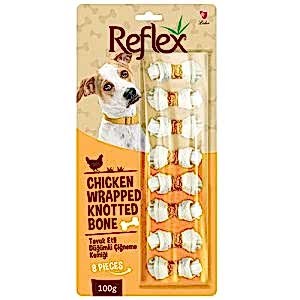 Reflex Tavuk Etli Düğümlü Çiğneme Burgu Kemiği 100 Gr - 8 li Paket
